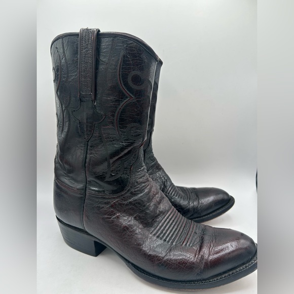 Lucchese L3653 vintage exotic Leather cowboy boot Cherry black Western M 8.5 - Picture 11 of 17